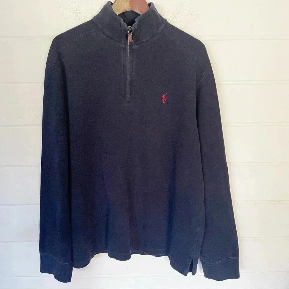 Vintage Polo by Ralph Lauren Men’s Quarter Zip Luxury Jersey Cotton Pullover XL